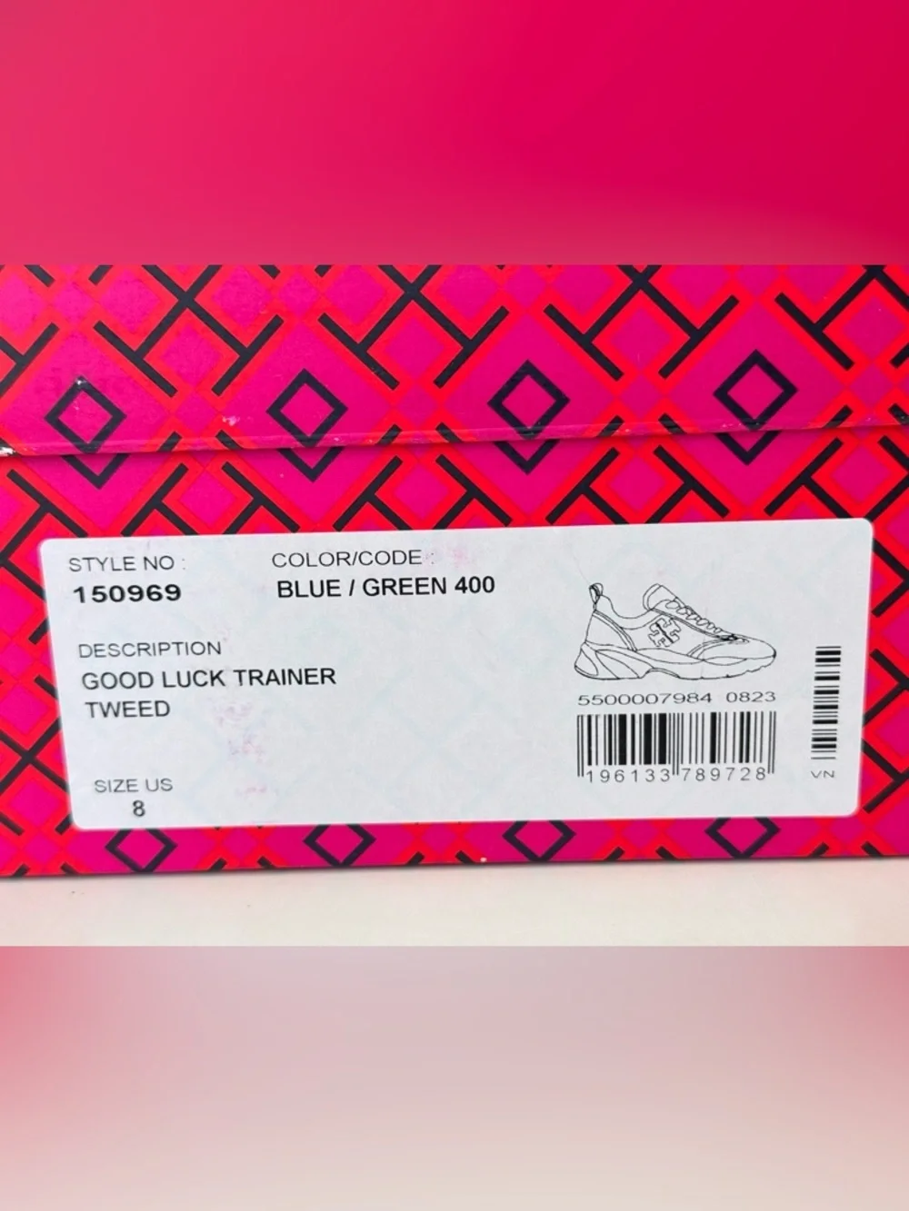 Tory Burch Women's Good Luck Trainer Sneakers Tweed Blue Green Size 8 - Picture 12 of 12